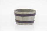 6in Wide Whiskey Barrel Wood Planter - Greywash