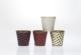 4.5in Wide Metal Dimple Tin Pot Covers with Gold Edge (Assorted)