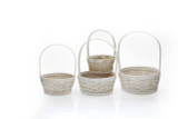 8-11in Long Woodchip Baskets with Handle - Whitewash (Set of 4)