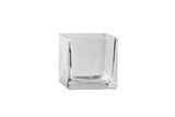 4in Roll Top Cube Clear Glass Vase