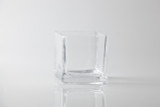 4in Roll Top Cube Clear Glass Vase