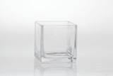 5in Roll Top Cube Clear Glass Vase