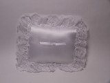 Rectangular Pillow with Puffy Lace Trim - White