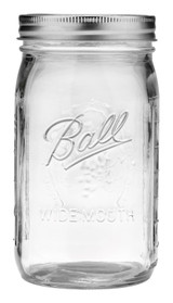 32oz Glass Mason Jar with Lid, Wide Mouth (Set of 12)