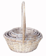 6.5-11in Long Woodchip Baskets - Whitewash (Set of 5)