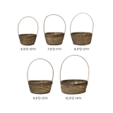 6.5-10.5in Long Woodchip Baskets - Dark Stain (Set of 5)