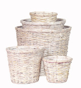 10in Wide Fern/Bamboo Pot Cover Basket - Whitewash