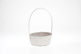 10.5in Wide Bamboo Basket with Handle - Whitewash