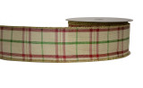 #40 Eggnog Plaid Xmas Ribbon - Wired Edge (20yd)