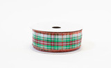 #9 Gingerbread Plaid Xmas Ribbon - Wired Edge (20yd)