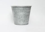 12.5in Wide Ribbed Tin Pot Cover - Whitewash Galvanized
