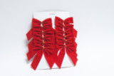 1in Wide Mini Red Velvet Bows with Gold Wire (12pk)