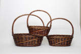 17in Long Willow Oval Baskets - Dark Stain (Set of 3)
