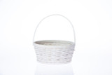 12in Wide Woodchip Basket with Moveable Handle - Whitewash