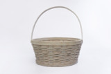 12in Wide Woodchip Basket with Moveable Handle - Whitewash