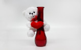 6.5in Tall Sweety Bear Plush with Heart  Vase Hugging