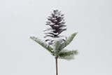 20in Flocked Faux Pine Cone Pick with Pine Greens