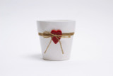 5in Wide Ceramic Romance Pot with Red Heart Charm