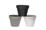 10in Wide Ribbed Recycled Plastic Planter Pot (Assorted)