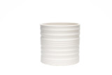 5.3in Wide Crease Cylinder Ceramic Pot - Matte White