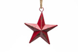 7in Tin 3D Star Ornament with Hanger - Antique Red