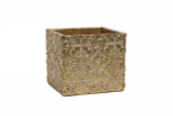 6in Square Swanky Cube Ceramic Pot - Gold Foil
