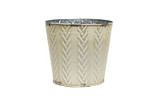 8.5in Wide Irish Knit Tin Round Pot Cover - Cream