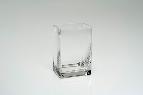 6in Long Rectangular Clear Glass Vase