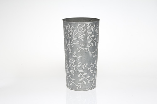 15.5in Tall Vine Leaf Refrigeration Bucket - Galvanized Tin