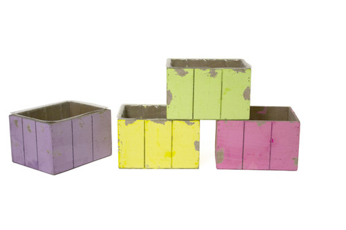 6.25in Long Beadboard Wood Planter Box - Pastel (Assorted)