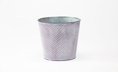 8.5in Wide Dotted Lavender Tin Pot Cover - Whitewash