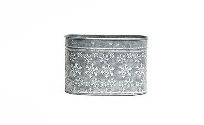 6.5in Long Snow Storm Oval Galvanized Tin Pot Cover