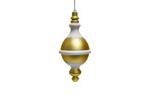 10in Glitter Snow Topped Finial Ornament - Matte Gold White
