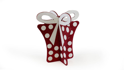 8in 3D Gift Box Ornament with Hanger - Red White
