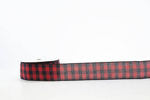 #40 Shufflin' Off to Buffalo Plaid Xmas Ribbon - Wired Edge (20yd)