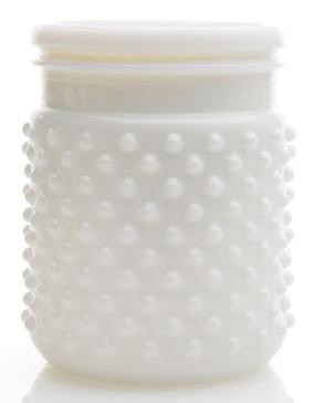 4in Wide Hobnail White Glass Jar