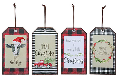 6.5in Wooden Holiday Tag Ornament (Assorted)