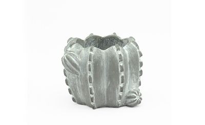 4in Wide Cactus Cement Pot - Grey Wash