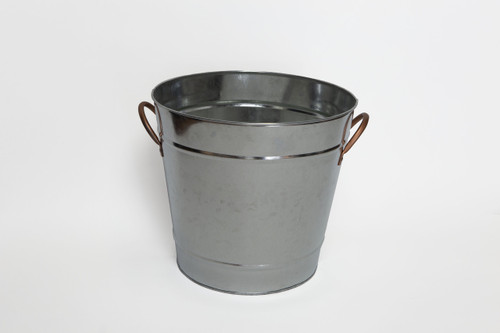 12in Tall Galvanized Metal Bucket with Brass Side Handles