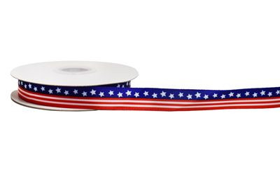 #3 Flag Print on Satin Spring Ribbon (20yd)