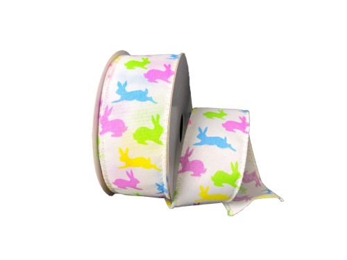 #9 Satin Ribbon with Pastel Bunnies - Wired Edge (20yd)