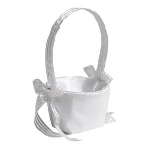 6in Long Satin Flower Girl Basket - White