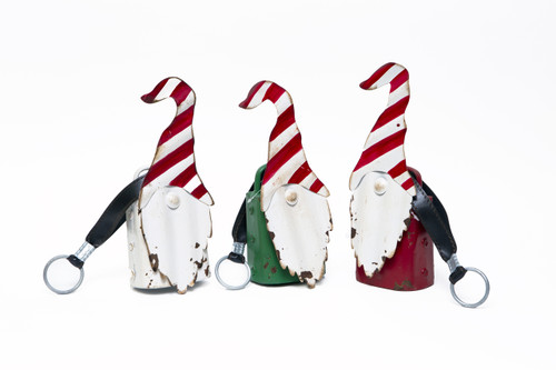 15in Gnome Cow Bell Ornament with Leather Strap - Distressed Metal