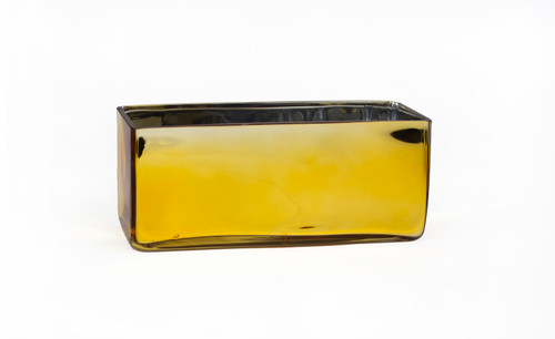 10in Long Rectangular Metallic Glass Vase - Gold