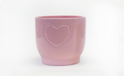 5.3in Wide Heart Ceramic Pot - Pink