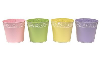 8.5in Wide Jasmine Round Tin Pot Cover - Pastel (Assorted)