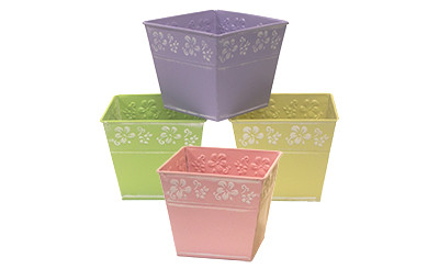 5.5in Square Jasmine Flared Tin Pot Cover - Pastel (Assorted)