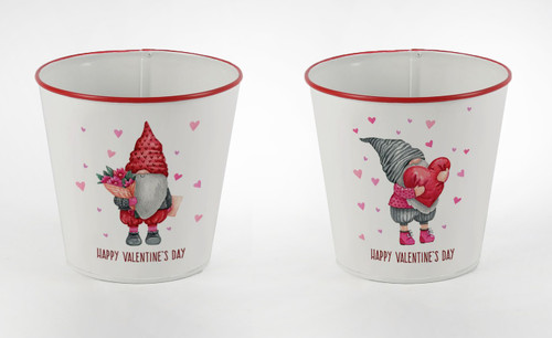 5in Valentine Gnome Tin Pot Cover (Assorted)