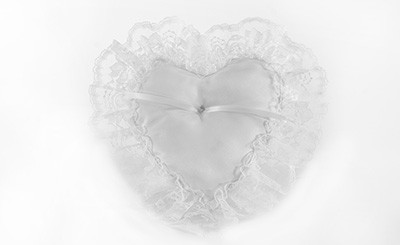 Satin Puffy Heart Pillow with Trim