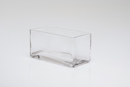 8in Long Low Rectangular Clear Glass Vase